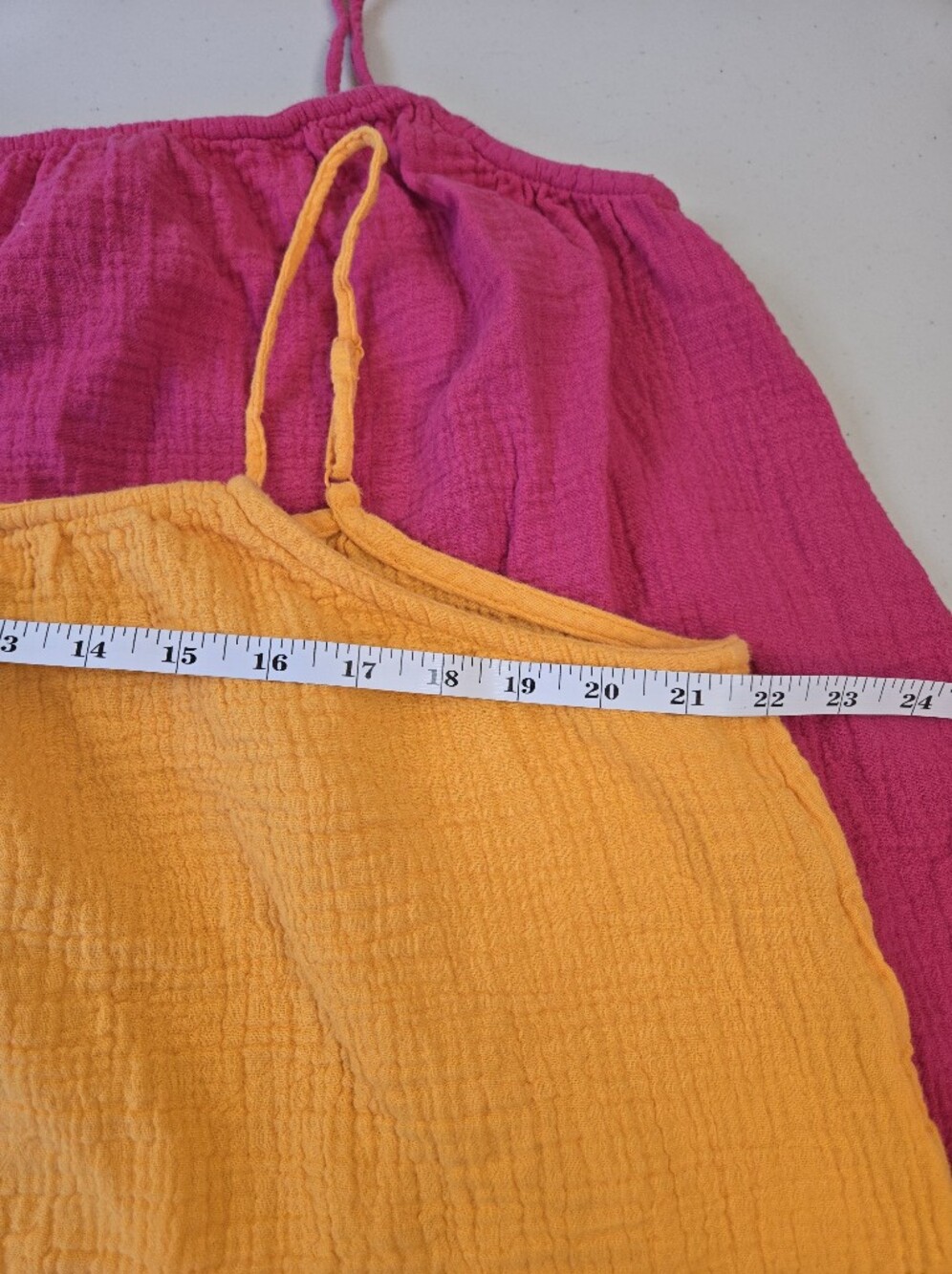 H&M Bundle of 2 Cropped Cotton Gauze Tank Tops in Fuchsia and Yellow Size XL - Picture 5 of 11
